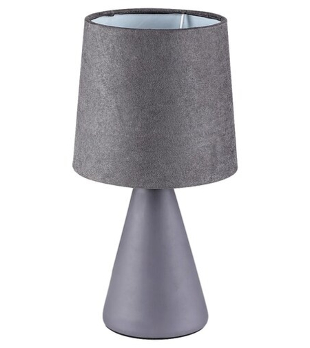 Класическа настолна лампа от сива керамика с текстилен абажур – E14 фасунга
