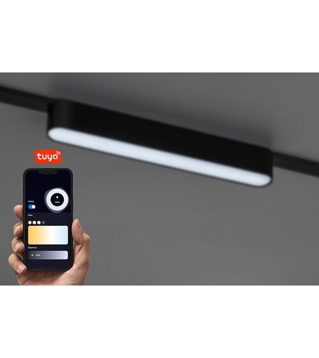 Смарт LED релсово осветление – 7W, регулируема цветна температура 2700–5500K, Wi-Fi, черен