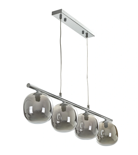 Висящ полилей в хром – 4xG9, стъклени абажури, регулируема височина, модерен стил