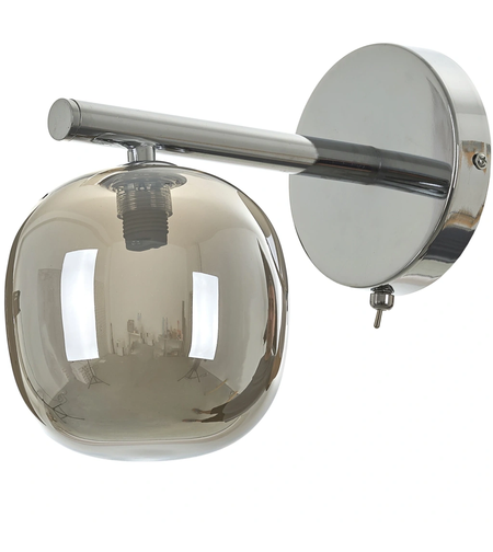Модерен стенен аплик в хром с ключ и стъклен абажур – 1xG9