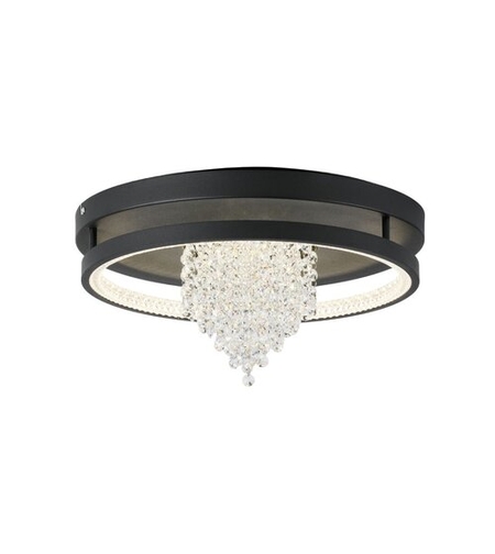 Модерен LED плафон 30W – черен метал и стъкло, регулируема цветна температура