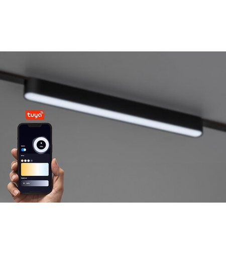 Смарт LED релсово осветление – 13W, регулируема цветна температура 2700–5500K, Wi-Fi, черен алуминий