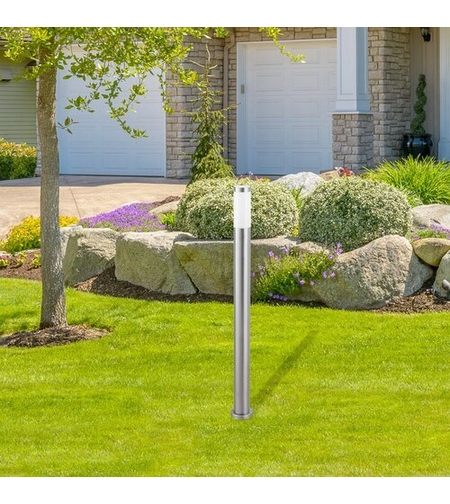 Модерен външен стълб Inox Torch E27 – стилно градинско осветление с атенен-хром покритие и IP44 защита