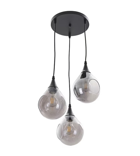 Модерен полилей от метал и стъкло – черен, E27, регулируема височина