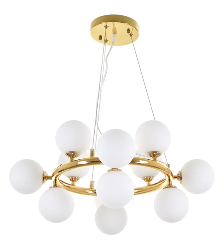 Дизайнерски полилей злато и стъкло 12xG9