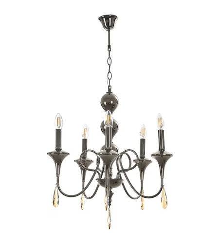 Класически полилей 6xE14 – черен метал и регулируема височина