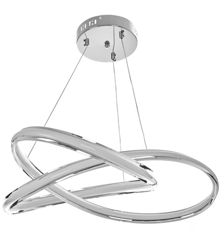 Модерен LED полилей от метал и PVC – хром, 120W, с дистанционно и регулируема височина