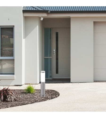 Модерен външен стълб Inox Torch E27 – стилно градинско осветление в атинен-хром с IP44 защита