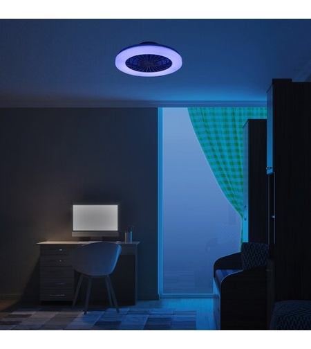 Мултифункционален LED таванен плафон с вентилатор, RGB и звезден ефект