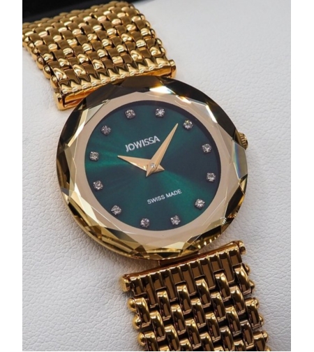 Jowissa Faced Sapphire Crystal Gold/Green