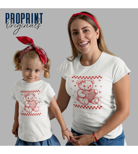 Комплект Тениски „Мама и аз“ – Ретро мече със сърце