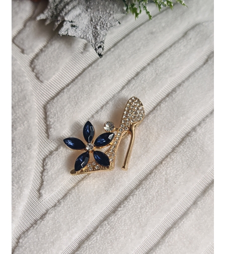 Брошка синьо токче