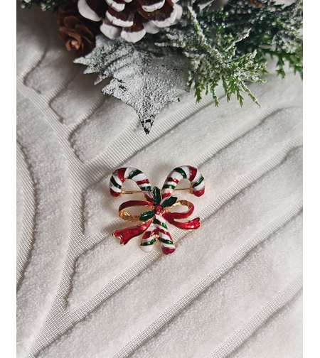 Брошка коледни бастунчета