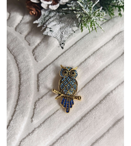 Брошка син бухал