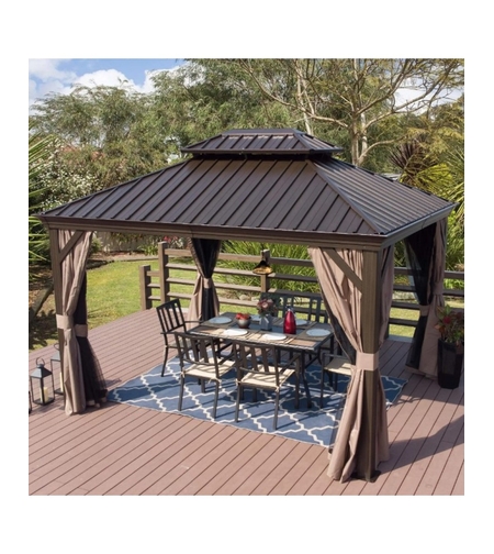 Градинска пергола с алуминиева конструкция двоен покрив