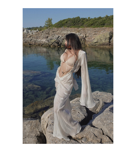 YOUR MERMAID butter yellow beach dress