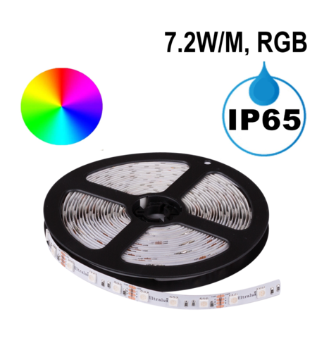 LED ЛЕНТА, 7.2W/M, RGB, 12V DC, SMD5050, 30 LEDS/M, IP65