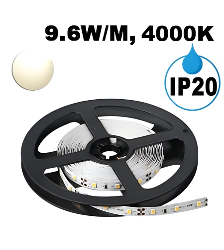 LED ЛЕНТА, 9.6W/M, 4000K, 12V DC, SMD2835, 120 LEDS/M