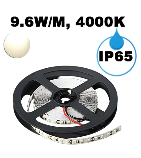 LED ЛЕНТА, 9.6W/M, 4000K, 12V DC, SMD2835, 120 LEDS/M, IP65