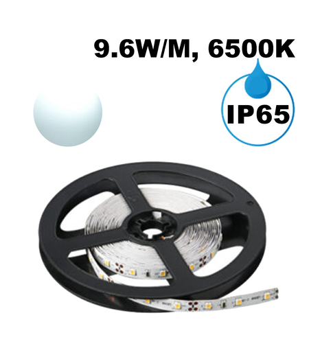 LED ЛЕНТА, 9.6W/M, 6500K, 12V DC, SMD2835, 120 LEDS/M, IP65