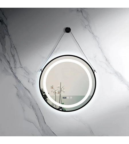 LED огледало Ф60 с черна рамка