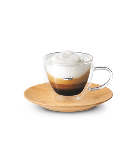 Чаша за чай/капучино с двойно дъно с бамбукова чинийка, 200 мл – 2 бр.