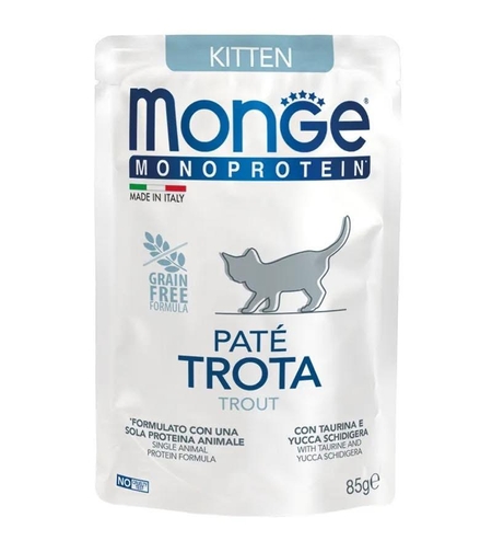 Monge Monoprotein Kitten Pate Trout - пауч за котенца с пъстърва 85 г