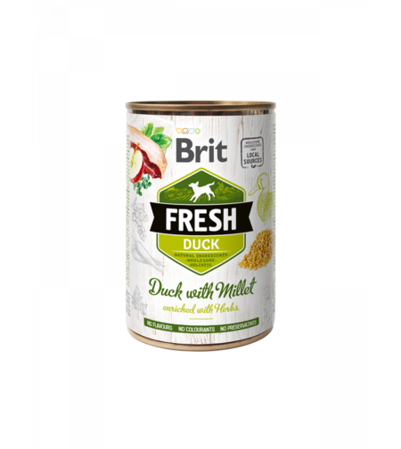 Brit Fresh Duck & Millet - консервирана храна с патешко и просо 400г
