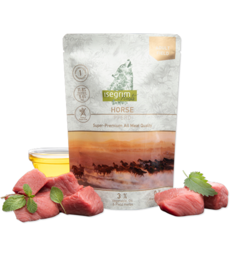 Isegrim Horse, Vegetable, Linseed oil, Field herbs - конско със зеленчуци, монопротеинна 410 гр. / пауч /