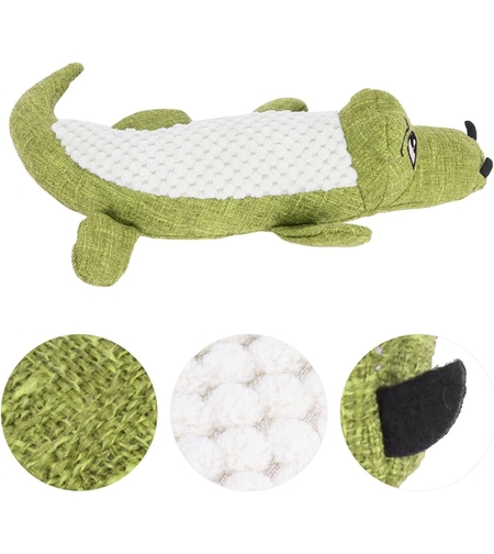 ИГРАЧКА ЗА КУЧЕ - КРОКОДИЛ СЪС ЗВУК, ЛЕН И ПЛЮШ 30 СМ