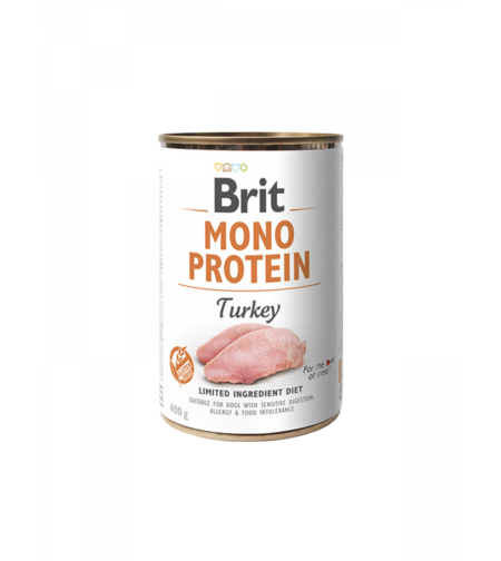 Brit Mono Protein Turkey - консервирана храна за кучета с 78% пуешко месо 400гр.