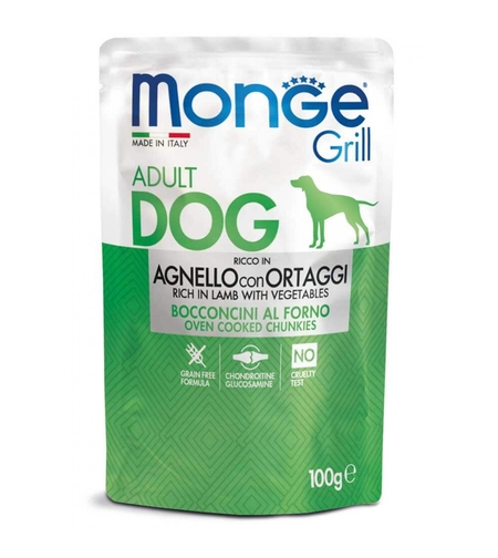Monge Grill Adult Dog with Lamb – пауч с агнешко и зеленчуци за кучета, 100 g