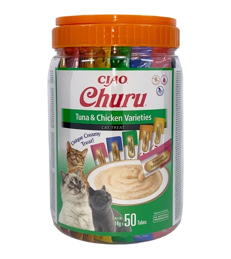 Inaba Churu Tuna & Chicken Varieties - лакомство за котки с пилe и риба тон - 50 бр