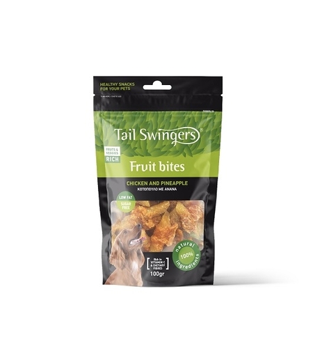Tail Swingers Fruit Bites Пиле и Ананас 100 g – Натурално лакомство, плодови хапки за кучета