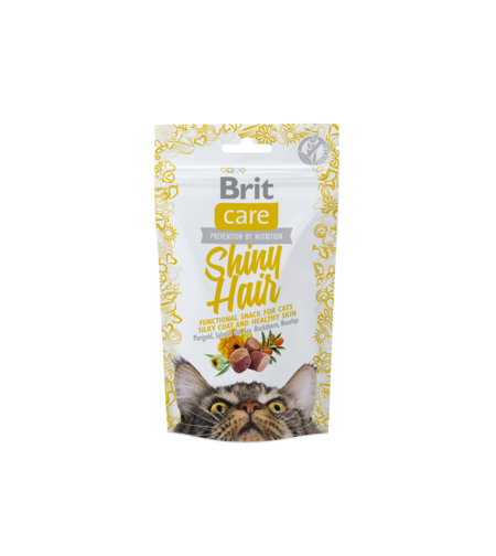 Brit Care Cat Shiny Hair - полувлажни хапки за котка за красива кожа и козина 50 гр