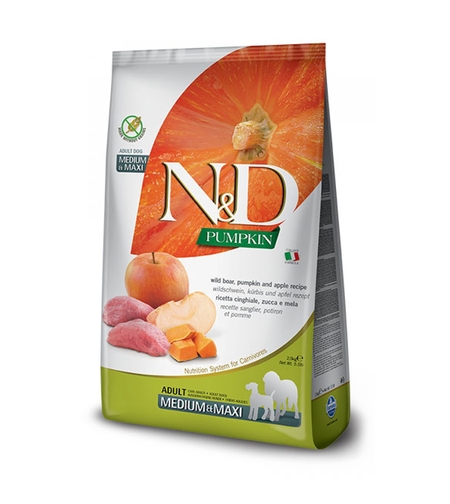 N&D Pumpkin Boar & Apple Adult Medium & Maxi – храна за кучета с глиган и ябълка, 2.5 kg / 12 kg
