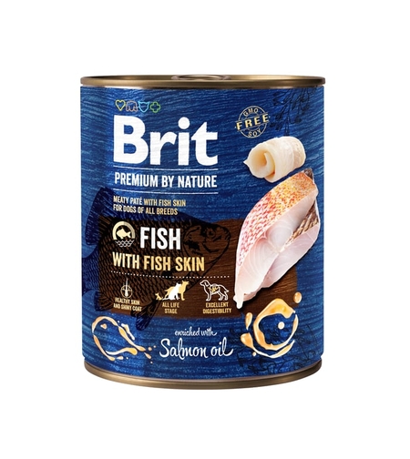 Brit Premium by Nature Fish with Fish Skin 800 г – Пълноценна мокра храна за кучета с риба и рибена кожа
