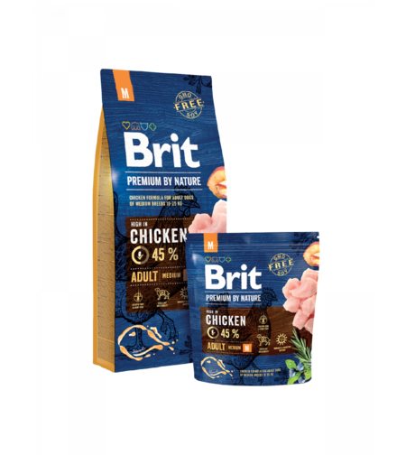 Brit Premium by Nature Adult M – до 45% прясно пилешко – храна за средни породи, 1 kg / 3 kg / 8 kg