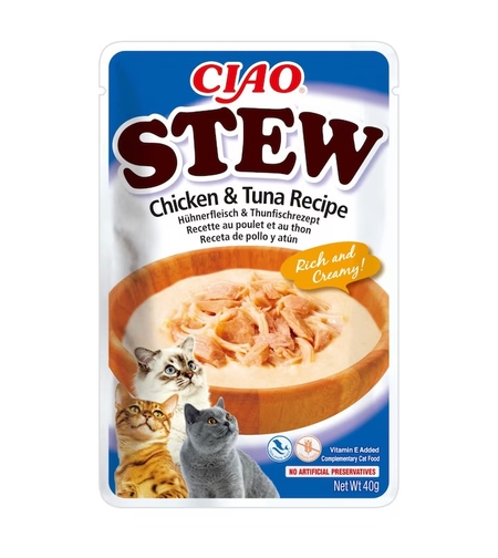 Inaba Stew Chicken with Tuna Recipe - Пауч за котки пилешка яхния и риба тон, 40 гр
