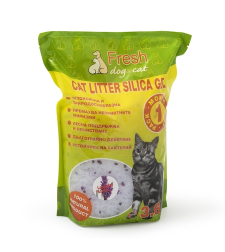 FRESH CAT СИЛИКОНОВА ТОАЛЕТНА ЗА КОТКИ - ЛАВАНДУЛА 3,6 ЛИТРА