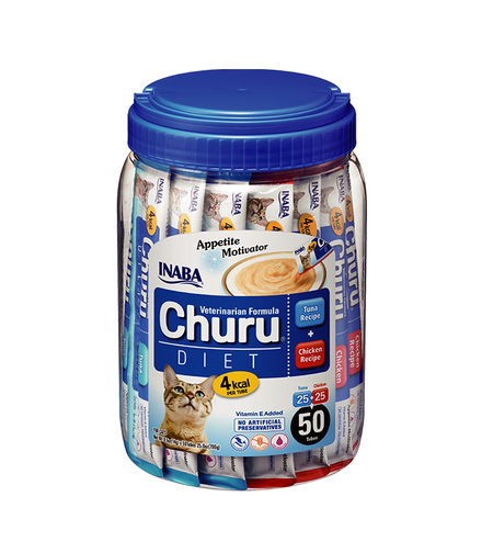Inaba Churu Diet Tuna and Chicken 4 kcal - Нискокалорично лакомство за котки с пилe и риба тон - 50 бр x 14 г