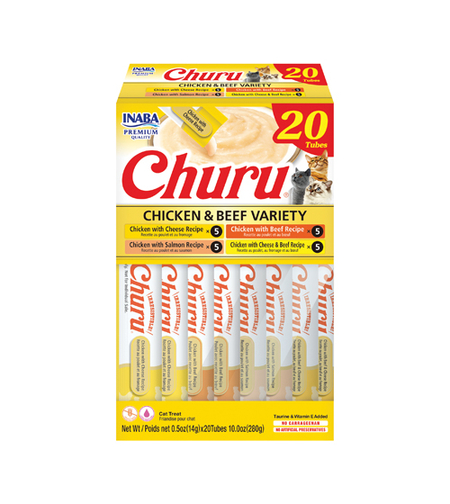 Inaba Churu Varieties - Лакомство за котка нежен крем с комбинации от Пиле и Телешко 20 бр