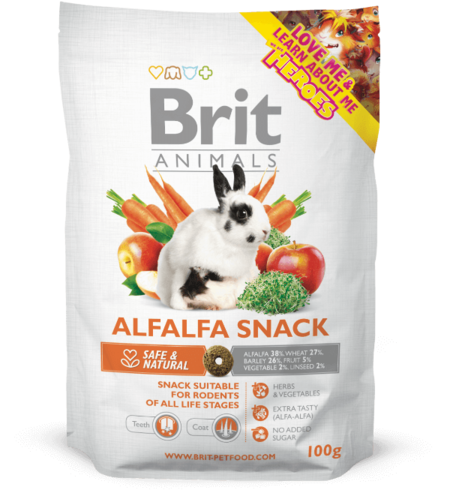 Brit Animals Alfalfa Snack 100 g – Натурално лакомство с люцерна за гризачи и зайци