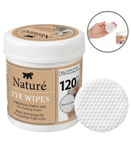 Naturé Eye Wipes – мокри кърпички за почистване на очи за кучета и котки, 120 бр