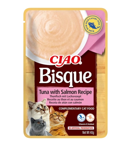 Inaba  Bisque Tuna with Salmon Recipe - Крем супа за котки с риба тон и сьомга, 40 гр
