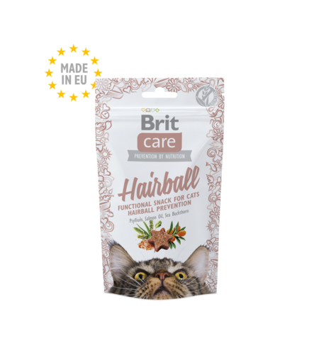 Brit Care Cat Hairball - полувлажни хапки за котка против космени топки 50 гр
