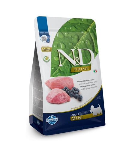 N&D Prime Lamb & Blueberry Adult Mini Breeds – храна за кучета, с агнешко и боровинки, за дребни породи, 0.800 kg / 2.5 kg / 7 kg