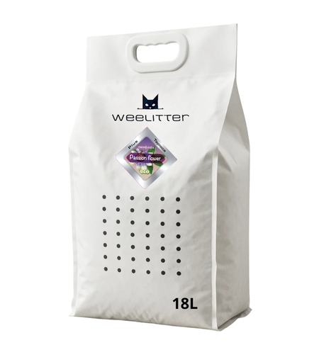 WeeLitter PLUS Passion Flower – Натурална соева котешка тоалетна с тапиока и аромат на пасифлора | 18L
