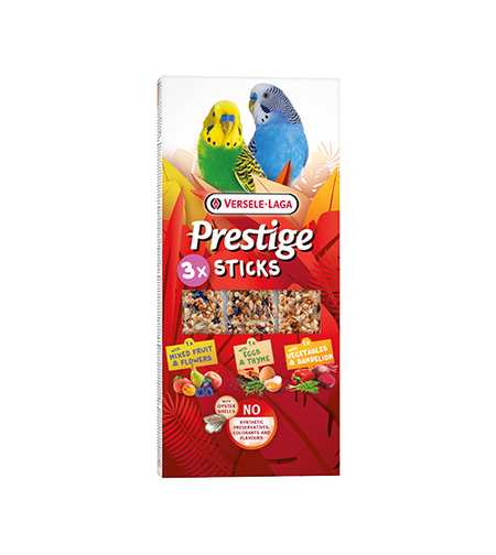 PRESTIGE STICKS BUDGIES TRIPLE VARIETY PACK – ЛАКОМСТВО ЗА ВЪЛНИСТИ ПАПАГАЛИ – 3 СТИКА С РАЗЛИЧНИ ВКУСОВЕ