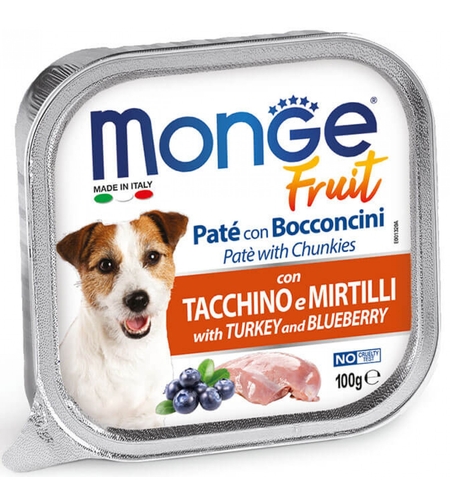 Monge Fruit Dog – пастет с пуешко и боровинки за кучета, 100 g